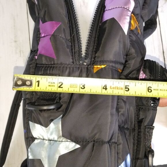 Small Star Print Quilted Backpack Bag Purse - Picture 10 of 10